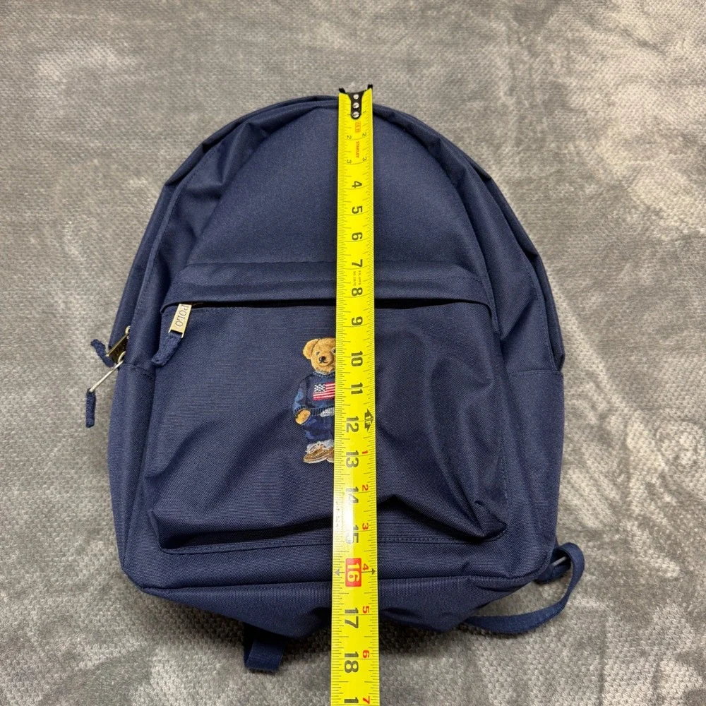 Polo Ralph Lauren Polo Bear Navy Blue Canvas Backpack Embroidered School Bag NWT